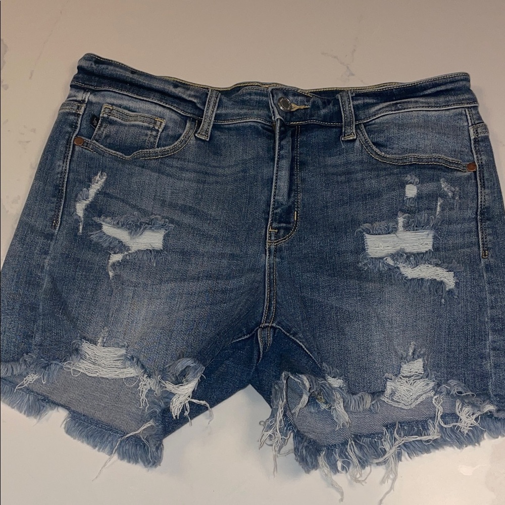 Judy Blue Distressed Blue Denim Women's Shorts Large